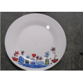 210012 stoneware dinner plate,white ceramic plate,flat plate with printing.